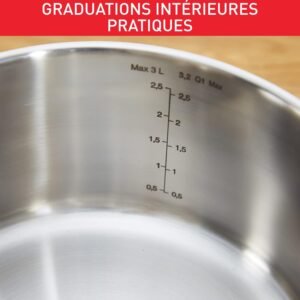 Faitout 24 cm Tefal inox induction avec couvercle verre