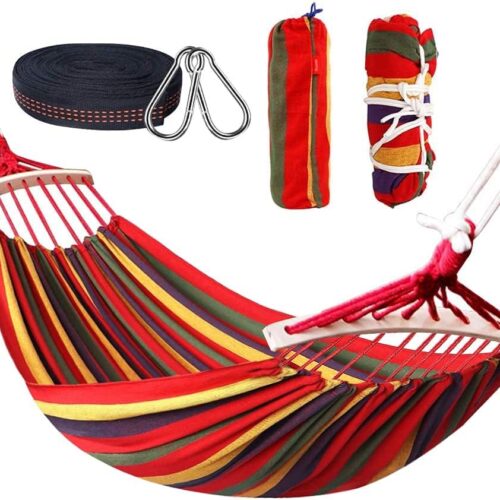 Nakeey Hamac Double a Barres Capacite de Charge Statique 300 kg 280 x 150 cm Couleurs Arc-en-Ciel Convient pour interieur, Balcon, e