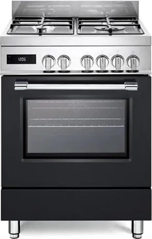 Cuisinière à gaz 60x60 cm four électrique Inox/Noir