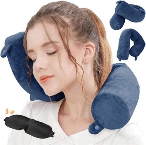 Hxcxrst Oreiller de Voyage - Oreiller de Soutien en Mousse a memoire de Forme pour Le Soutien du Cou, du Menton, de la Taille et des