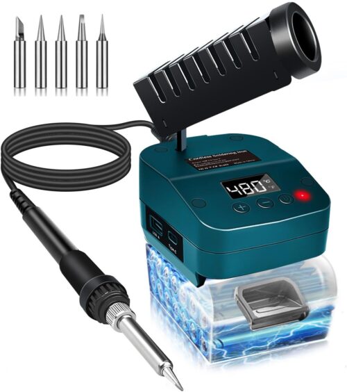 Fer a souder sans fil pour batterie Bosch 18 V, chauffage rapide, station de soudage numerique LCD electrique avec ports de charge U
