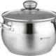 Daniks Classic Marmite Inox 18 cm 3 Litres, Faitout avec Couvercle en Verre, Tous Feux y Compris Induction, avec Echelle de Mesure,