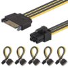 JD 5 Pack Power Cable Adapter for PCI Express (PCIe) Graphics Card 15 Pin to 6 Pin SATA