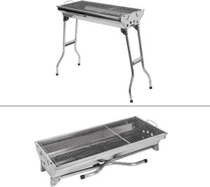 618VFONZtUL._AC_SL1000_.jpg Barbecue a Charbon de Bois Inox,Grill Charbon de Bois XXL,Taille Grande BBQ Pliable Barbecue Grill a Charbon Four de Charbon Portabl