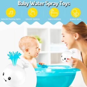 VI AI Jouet de bain pour bebe, baleine a jet avec LED - pour enfants et tout-petits (blanc)