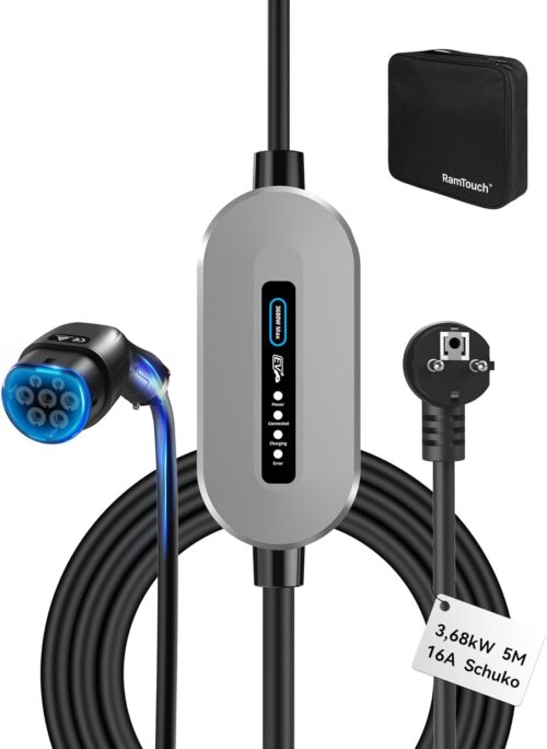 Chargeur voiture électrique RamTouch 3,68 kW Type 2 5 m