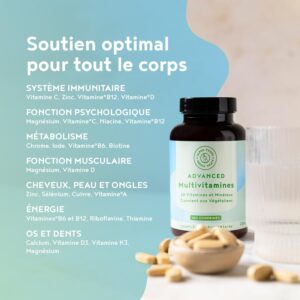 Multivitamines et Mineraux 180 Comprimes Vegan - 26 Vitamines Mineraux avec Vitamine A B C D E K Calcium Magnesium Zinc Fer Iode