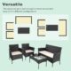 619Xh9lTRpL._AC_SL1500_.jpg bigzzia 4 Person Woven Resin Garden Furniture Set with 2 Armchairs, 1 2 Seater Sofa and 1 Table (Black)