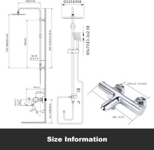 Colonne de douche thermostatique ARCORA inox 304 85-123 cm