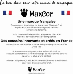 MaxCor Coussin Chien et Chat Rectangulaire a Memoire de Forme Orthopedique - Petit Beige - Impermeable et Relaxant - Soulage et Pres