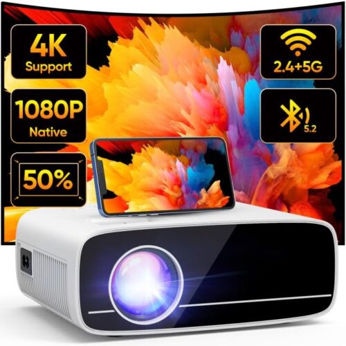 4K Projector Supported, Native 1080P 5G WiFi Bluetooth Projector with 50 Zoom, AKATUO Mini Portable Projector LED Overhead Projecto