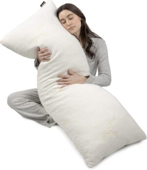 Milliard Traversin Oreiller de Corps en Mousse a Memoire Oreiller pour Dormeur Lateral, Ultra Doux Housse en Bambou Amovible