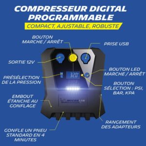 Compresseur digital programmable MICHELIN 12 V 6,9 bar