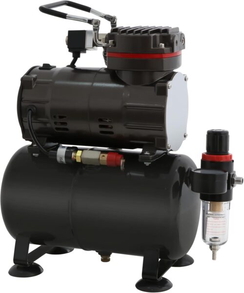 Professional Airbrush Compressor with Air Tank with Powerful Air Flow and High Working Pressure for Hobbies, Body Tattoos, Graphics,