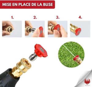PHOENIX - Pack de 5 buses, jet plat, jet droit et mousse pour PRO et DORSAL SPRAYER, Rouge, Orange, Vert, Noir, Blanc