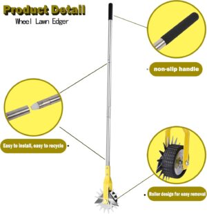 YEELOR Adjustable Length Rotary Edger Trimmer Stainless Steel Lawn Tool for Manual Edging Rotary Edging for Sidewalks Gardens Drivew