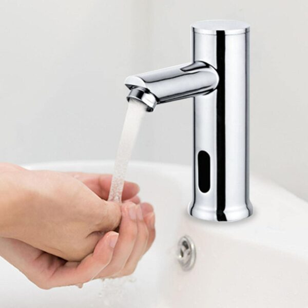 Robinet automatique sans contact pour salle de bain, robinet d'evier de salle de bain alimente par piles en laiton active par le mou