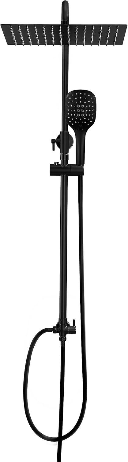 Gorbach Square Shower Column Shower Head Shower Bathroom Shower Column Black without Tap Adjustable Height Wall Shower Set with Show