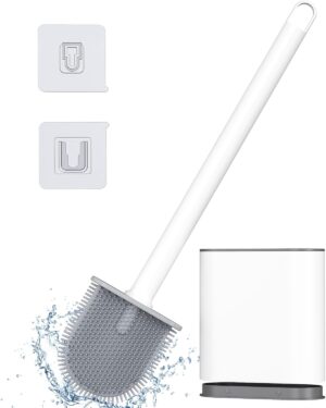 61CfB7qKp4L._AC_SL1500_.jpg Alyvisun Silicone Toilet Brush, Suspended Silicone Toilet Brush, Quick Dry Toilet Brush Set with Long Handle, Wall-MountedFloor Mou