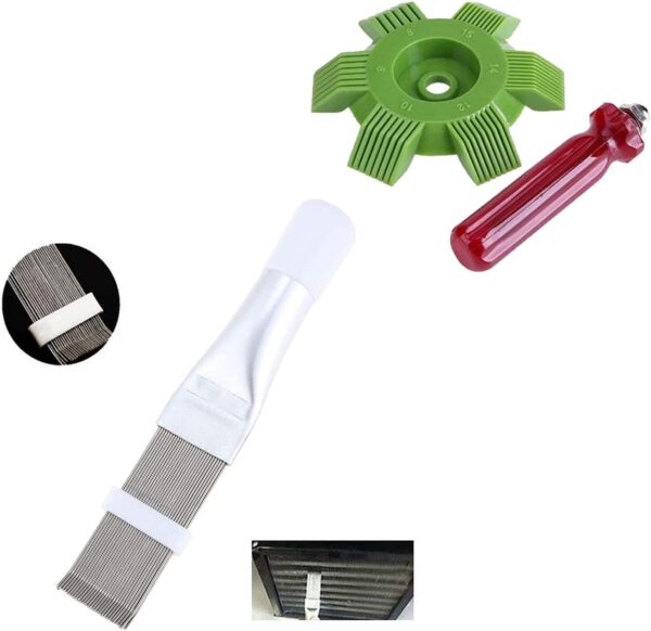2 Pieces Peigne de Climatiseur, Peigne a Ailettes de Climatiseur Peigne a ailettes en acier inoxydable, Peigne Condenseur Climatiseu