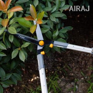 AIRAJ Professional Telescopic Manual Hedge Shears 75-88 cm, SK-5 Steel Blade, Ergonomic Handle, Extendable Length in 3 Parts, Easy t