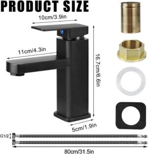 Mitigeur lavabo noir en alliage 2 tuyaux eau chaude/froide