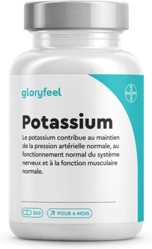 Potassium 270 Gelules, Hautement Dose 800mg de Potassium Elementaire, Pour la Fonction Musculaire et le Systeme Nerveux, 100 Citr