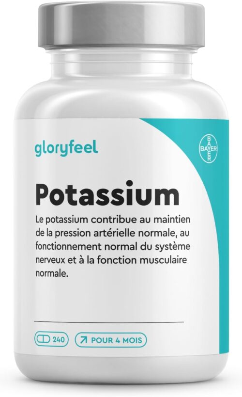 Potassium 270 Gelules, Hautement Dose 800mg de Potassium Elementaire, Pour la Fonction Musculaire et le Systeme Nerveux, 100 Citr