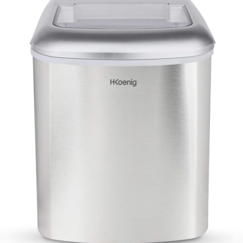 H.Koenig Machine à Glaçons KB20, 12kg en 24h, 2 tailles de Glaçons, Autonettoyante, Portable, Silencieuse 2,1L, Glaçons Prêts en 6mi