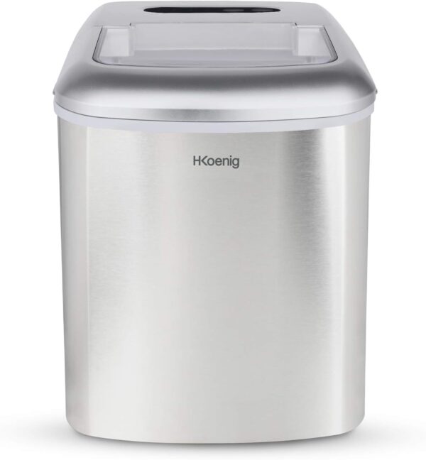 H.Koenig Machine à Glaçons KB20, 12kg en 24h, 2 tailles de Glaçons, Autonettoyante, Portable, Silencieuse 2,1L, Glaçons Prêts en 6mi