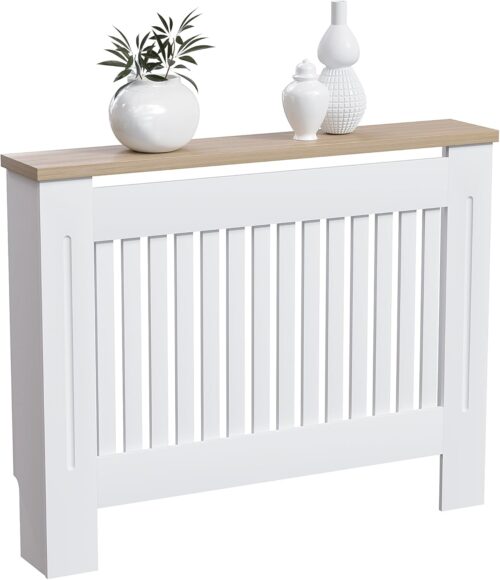 Cache-radiateur Vida Designs moderne à lattes MDF blanc
