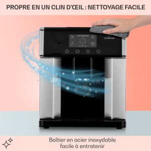 Machine à glaçons Klarstein 3 L, jusqu’à 15 kg, 3 tailles