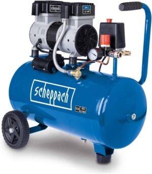 Scheppach Air Compressor HC26Si Ultra-Quiet Air Compressor 24 L Tank Working Pressure 8 Bar 1100 W 230 V Suction Capacit