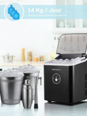 61GFw9Z1z0L._SL1500_.jpg Machine à glaçons 14 kg/24h, 9 glaçons en 6 min, <40 dB