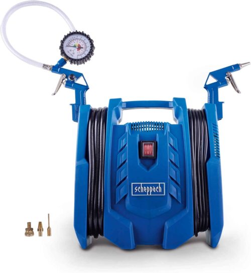 Scheppach Airforce 7 Mobile Air Compressor 230 V 1100 W Pressure 8 Bar 180 lmin Oil-free and Mobile 8 m Working Radius