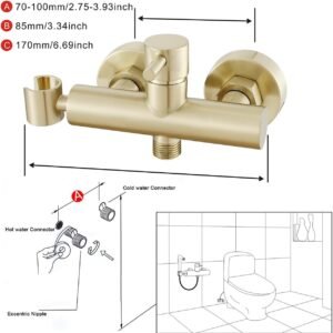 Wussh Shattaf Muslim Bidet Concealed Toilet Shower Kit with Hot and Cold Mix Brushed Gold Brass