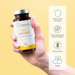 TRIO Immunite Vitamine D3 Vitamine C Zinc Bisglycinate Formule 3 en 1 Ultra Complete Energie et Tonus 60 Comprimes pour