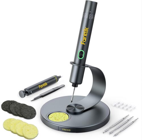 Fanttik T1 Max Fer a souder sans fil, chauffage rapide en 7 secondes (200C-450C), arret automatique, 4 pointes de soudure de precis