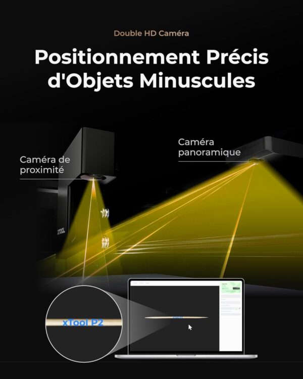 xTool P2 55W CO2 Graveur Laser, Double 16MP Cameras Intelligents, Autofocus, Decoupe Laser Approprie pour Bois, Metal, Acrylique, Ti