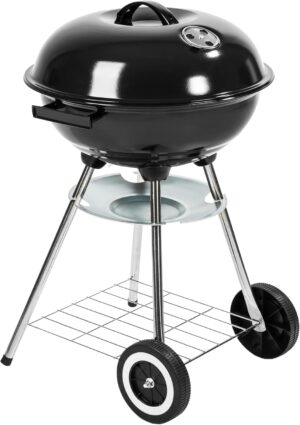 TecTake BBQ GRILL BARBECUE CHARBON DE BOIS FUMOIR SMOKER - diverses tailles au choix - (Barbecue rond avec couvercle et roues No.