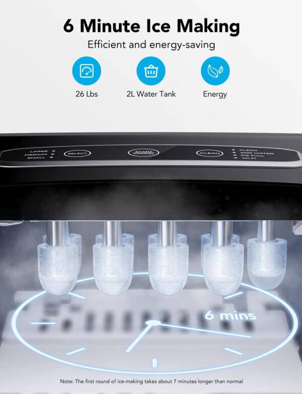 GoveeLife Countertop Smart Ice Maker, Portable Ice Maker with Self-Cleaning, 6 Minutes, 9 Ice Balls, 26 lbs24 Hours, Voice Remote C