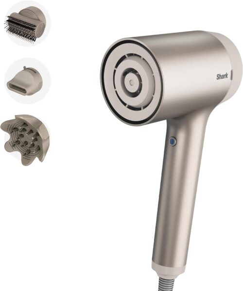 Shark STYLE iQ Seche-cheveux et styler 3-en-1, brosse de style, concentrateur, diffuseur de boucles, ionique, sechage rapide, sans d
