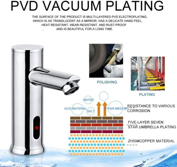 Robinet automatique sans contact pour salle de bain, robinet d'evier de salle de bain alimente par piles en laiton active par le mou