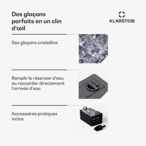 Machine à glaçons Klarstein FrostMaster 40 kg/jour inox