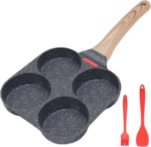 61IwXXOTuPL._AC_SL1000_.jpg Bobikuke Poele a 4 Emplacements, Poele a Pancakes et Omelette Antiadhesive en Aluminium pour Petit-dejeuner Oeuf Au Plat Hamburger,