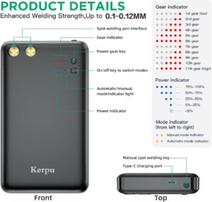 Machine a souder par point,Kerpu 5000mah 11 Grades supporte le mode AutoManuel avec 5M Feuille de Nickel,support de batterie