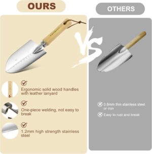 Set d'outils de jardin 10 pièces YAUNGEL inox poignée bois