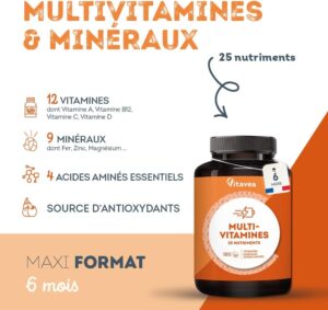 Multivitamines et minéraux 180 comprimés - 25 nutriments