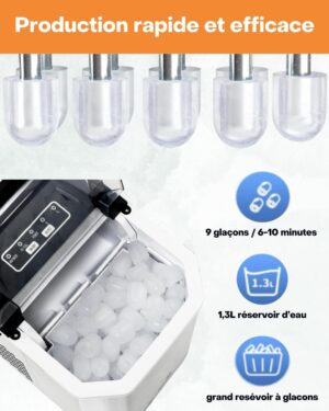 Machine à glaçons rapide SENYA ICE COOL 12 kg/24h, 1,3 L