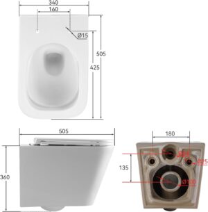 Suspended toilet, complete wall element with flush cistern, flush cistern, release plate, wall toilet with soft-close soft-close mec